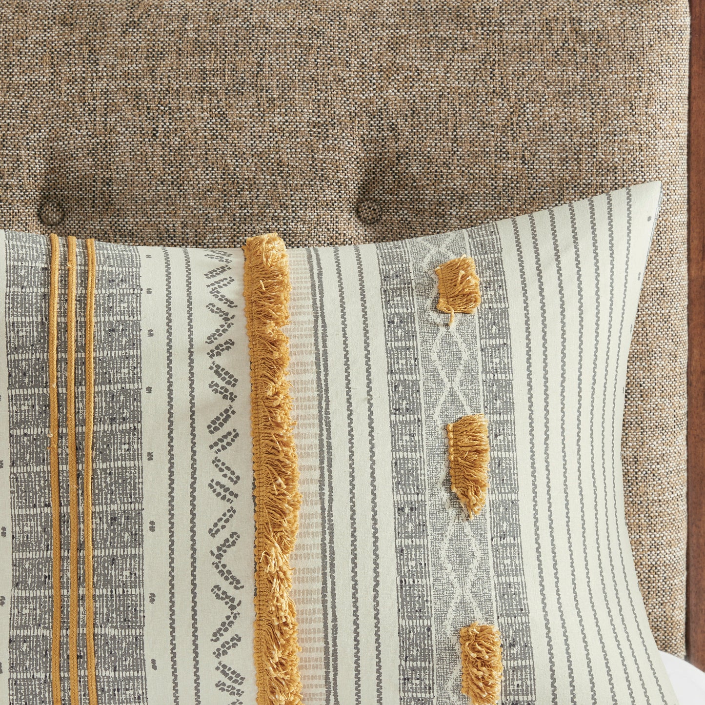 Gray Yellow Queen Cotton Comforter Set