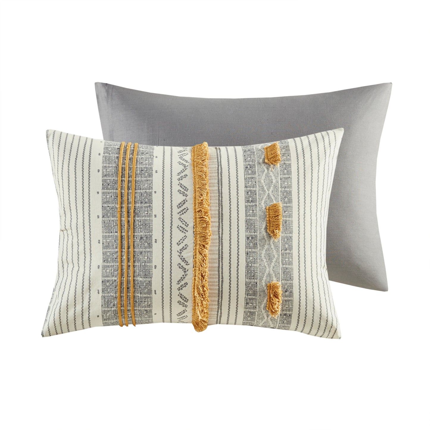 Gray Yellow Queen Cotton Comforter Set