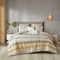 3 Piece Cotton Comforter Set Gray/Yellow Full/Queen