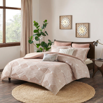 Cotton Jacquard Comforter Set Blush King/Cal King