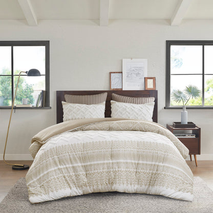 King Cotton Comforter Set Taupe Chenille Bedding