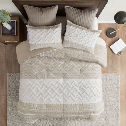 King Cotton Comforter Set Taupe Chenille Bedding