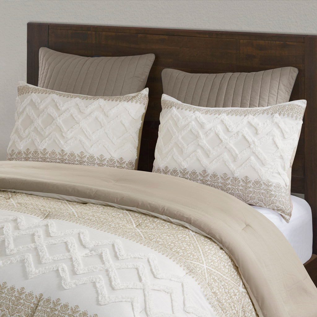 King Cotton Comforter Set Taupe Chenille Bedding