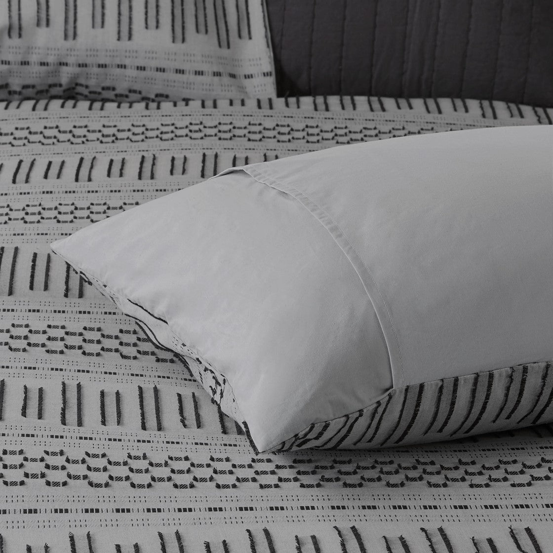 King Size Grey Black Cotton Comforter Set