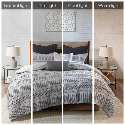 King Size Grey Black Cotton Comforter Set