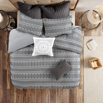 King Size Grey Black Cotton Comforter Set