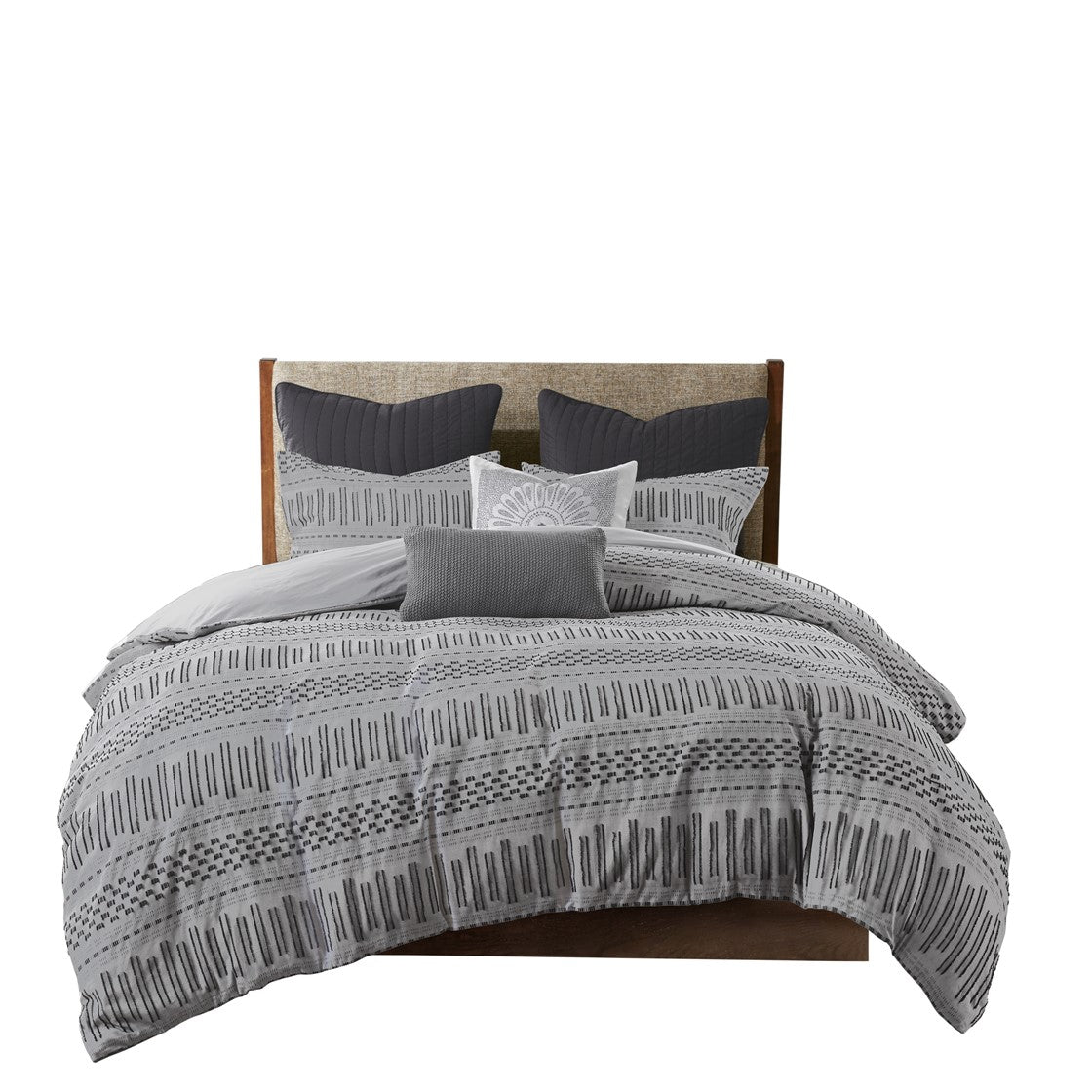 King Size Grey Black Cotton Comforter Set