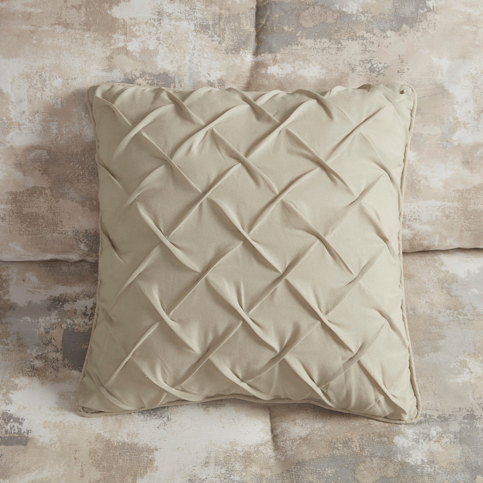 7 Piece Textured Cotton Blend Comforter Set - Queen Size