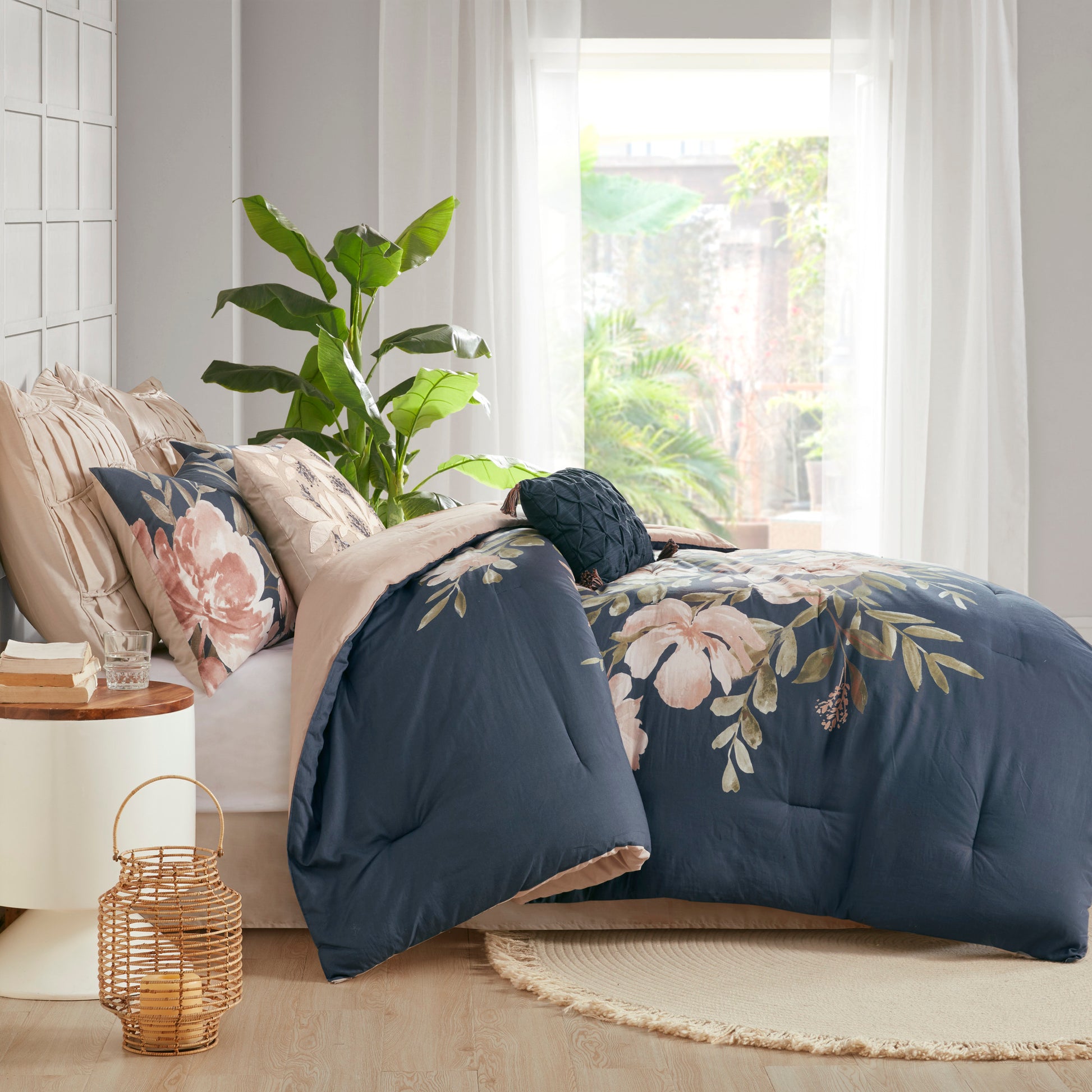Navy Queen Comforter Set - 8 Piece Bedding