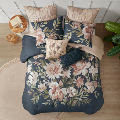Navy Queen Comforter Set - 8 Piece Bedding