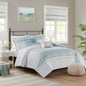 Full/Queen 5 Piece Seersucker Comforter Set with Throw Pillows