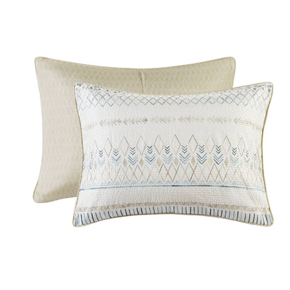 Taupe Blue Seersucker Comforter Set - Full or Queen