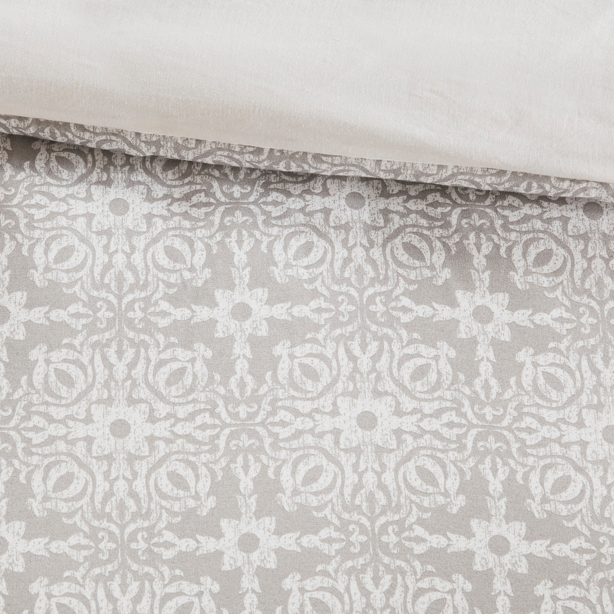 Ivory King Comforter Set - Shabby Chic Reversible 6 Piece