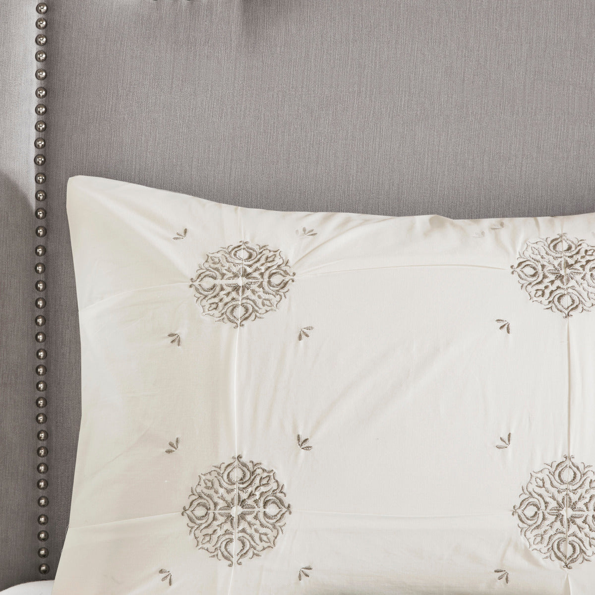 Ivory King Comforter Set - Shabby Chic Reversible 6 Piece