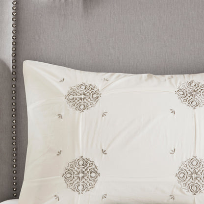 Ivory King Comforter Set - Shabby Chic Reversible 6 Piece