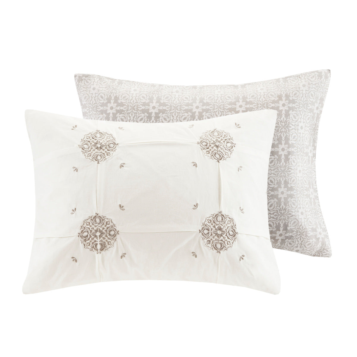 Ivory King Comforter Set - Shabby Chic Reversible 6 Piece