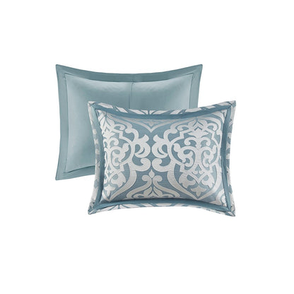 California King Aqua Silver Polyester Comforter Set for Hotel Style Sleep