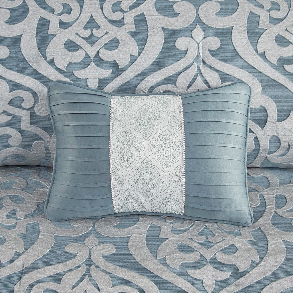 California King Aqua Silver Polyester Comforter Set for Hotel Style Sleep