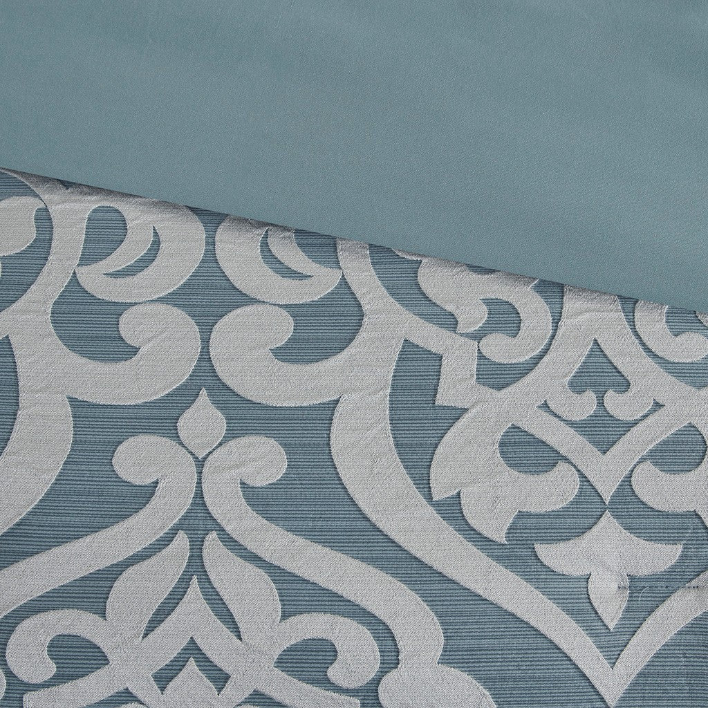 California King Aqua Silver Polyester Comforter Set for Hotel Style Sleep