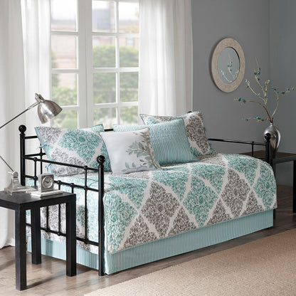 6 Piece Reversible Daybed Cover Set Aqua Daybed