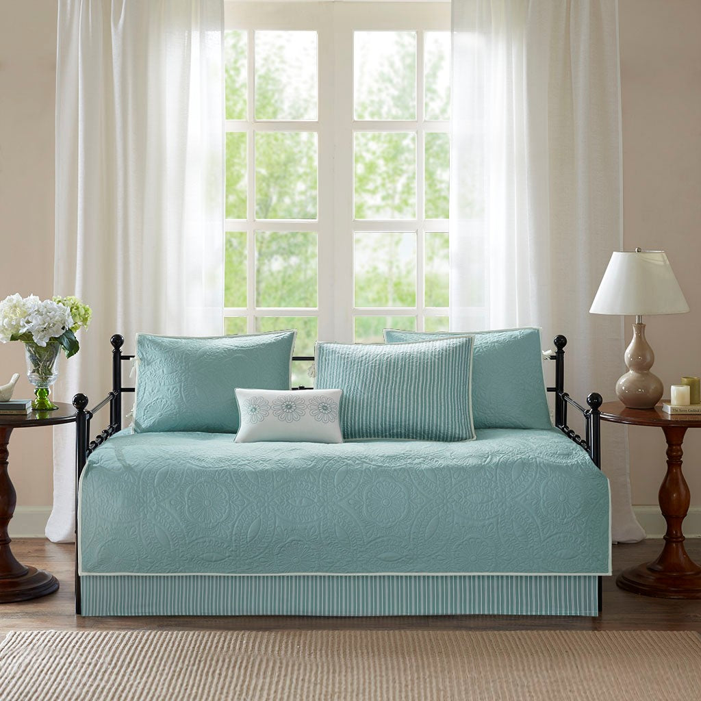 Twin Size Blue Cotton Daybed Cover Set