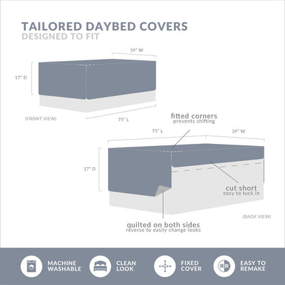 Twin Size Blue Cotton Daybed Cover Set