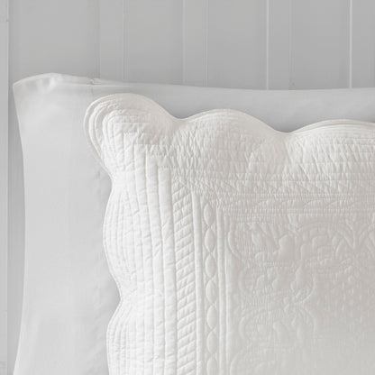 White Microfiber Quilt Set - 3 Piece Reversible Full/Queen