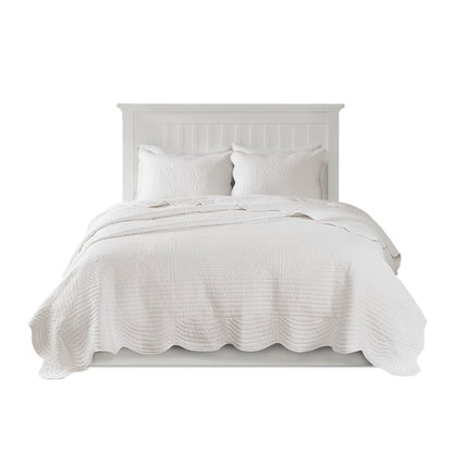 White Microfiber Quilt Set - 3 Piece Reversible Full/Queen
