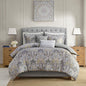 5 Piece Cotton Duvet Cover Set Grey Full/Queen
