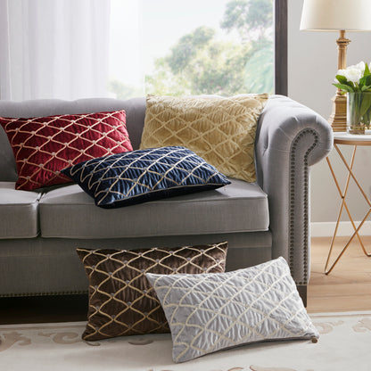Silver Cotton Oblong Decor Pillow - Luxurious Comfort