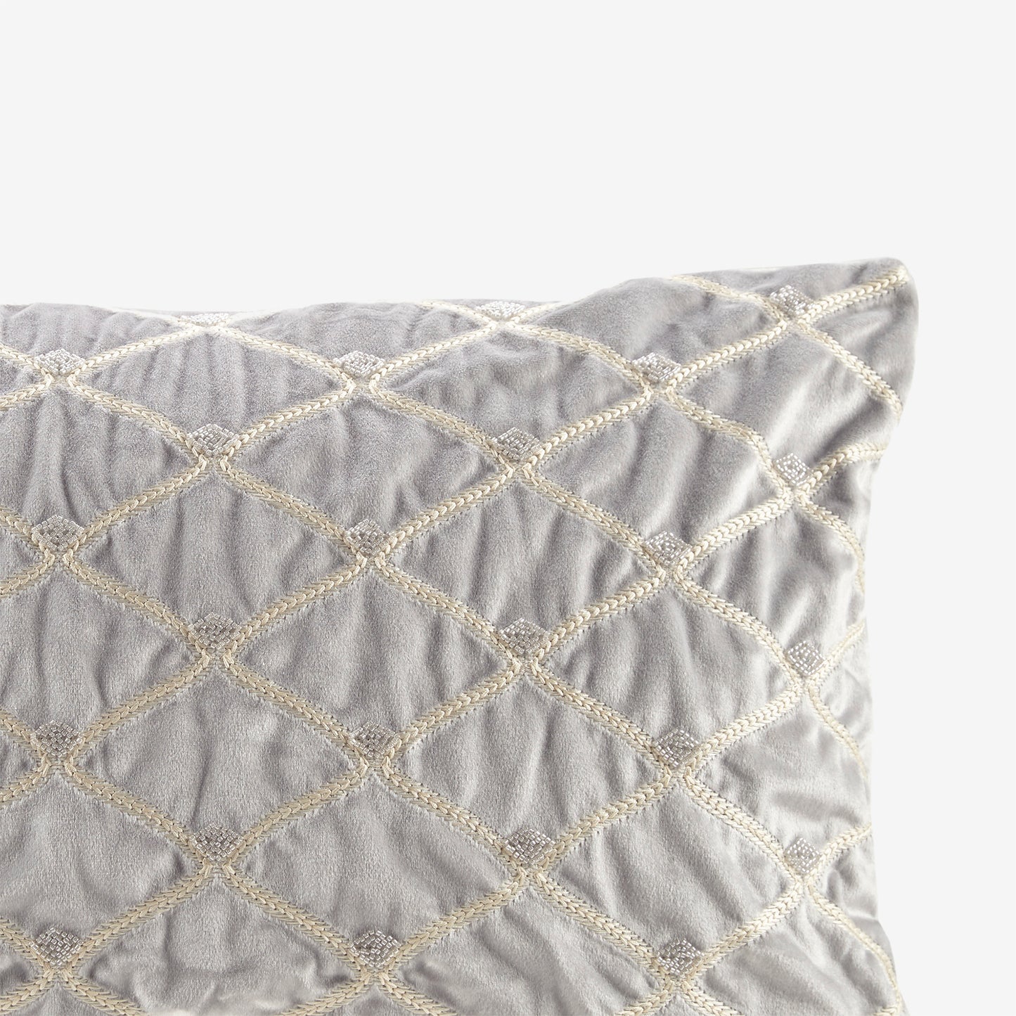 Silver Cotton Oblong Decor Pillow - Luxurious Comfort