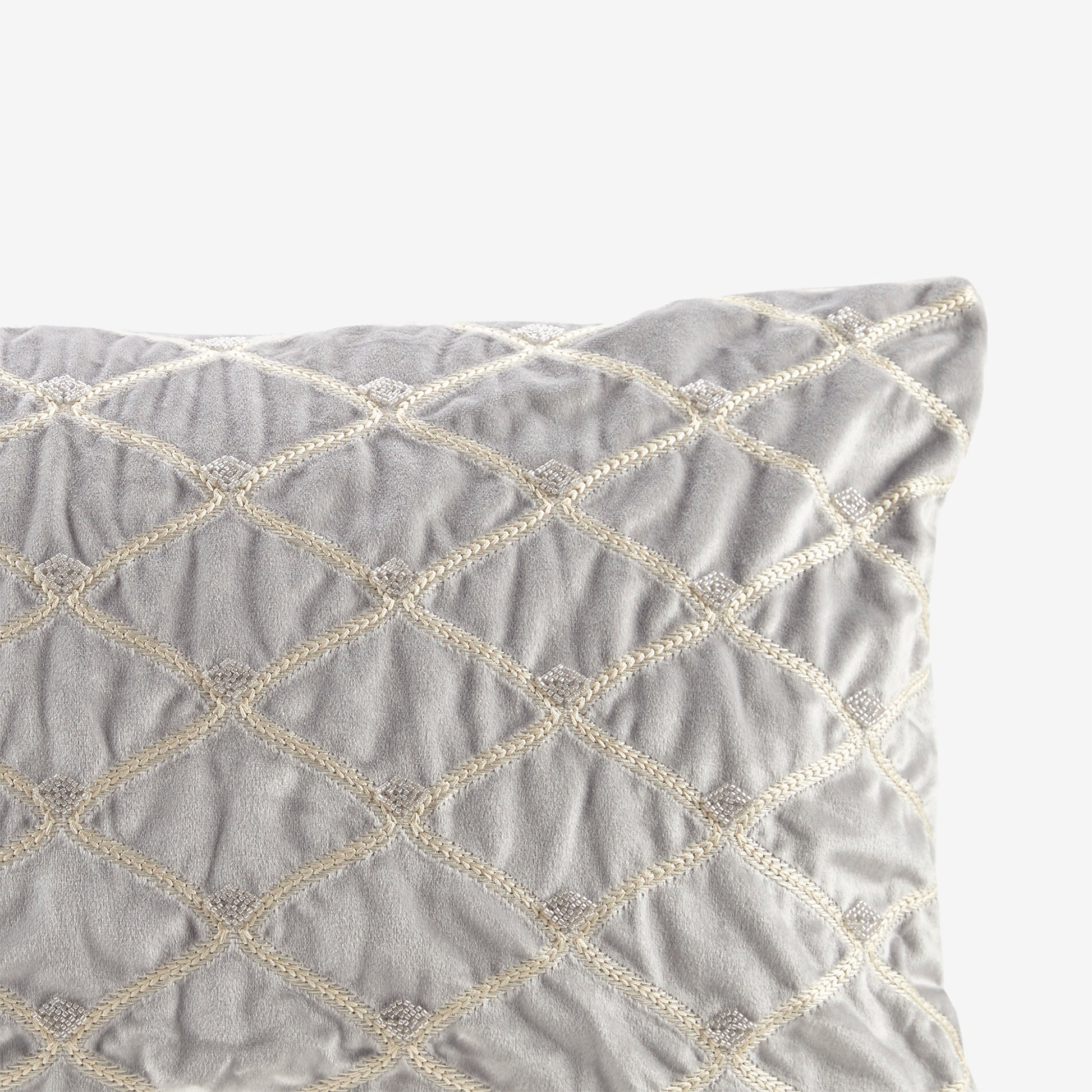 Silver Cotton Oblong Decor Pillow - Luxurious Comfort