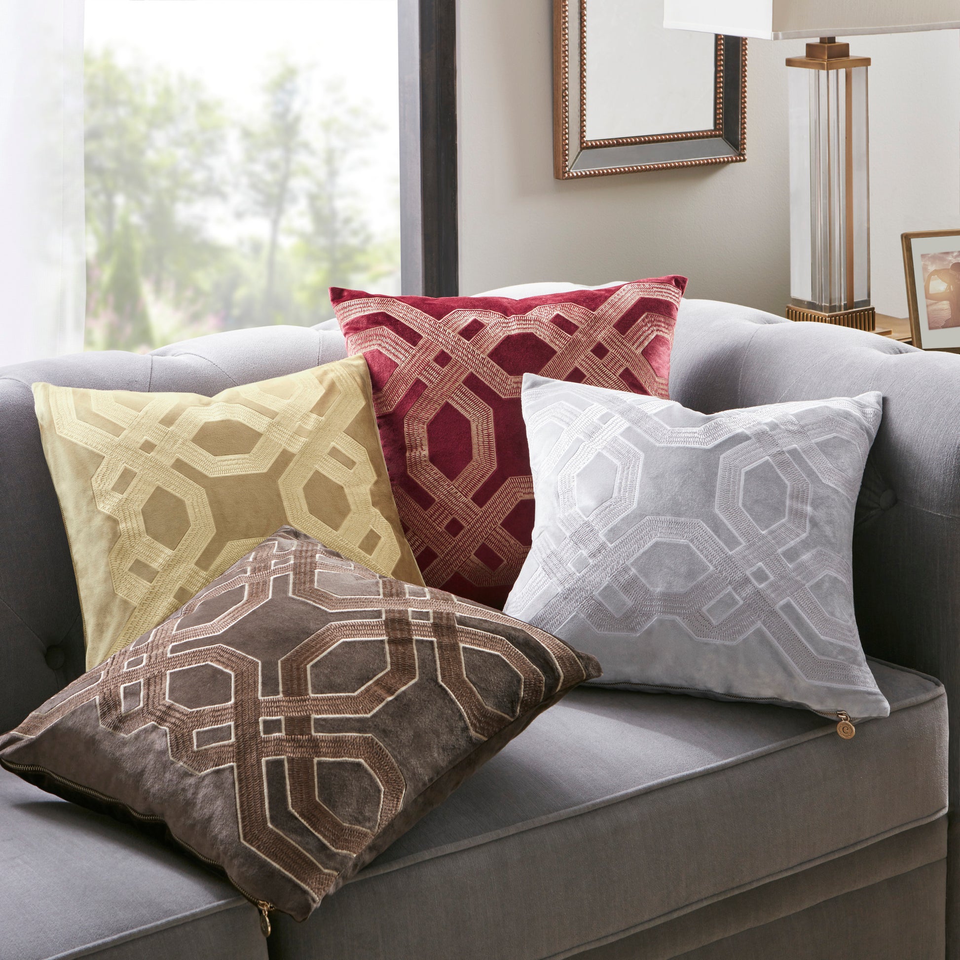 18x18" Gold Cotton Decorative Pillow Set