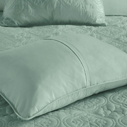 King/Cal King Reversible Bedspread Set - Seafoam Green Microfiber