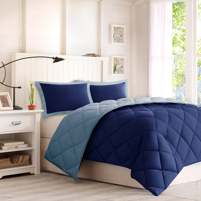 Full/Queen 3M Scotchgard Diamond Quilting Reversible Down Alternative Comforter Set