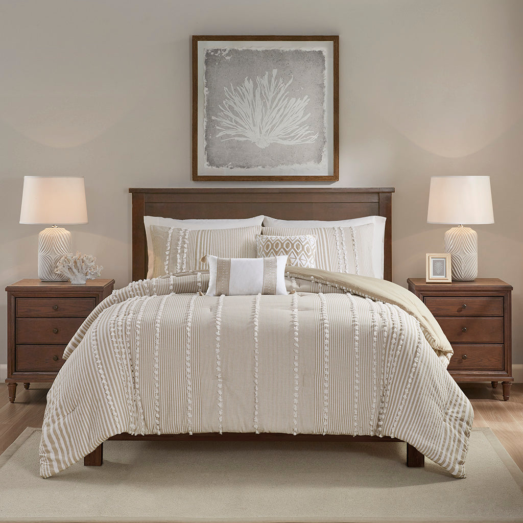 Taupe Cotton Comforter Set - Full/Queen Size
