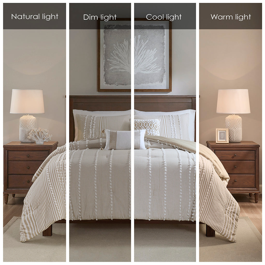Taupe Cotton Comforter Set - Full/Queen Size