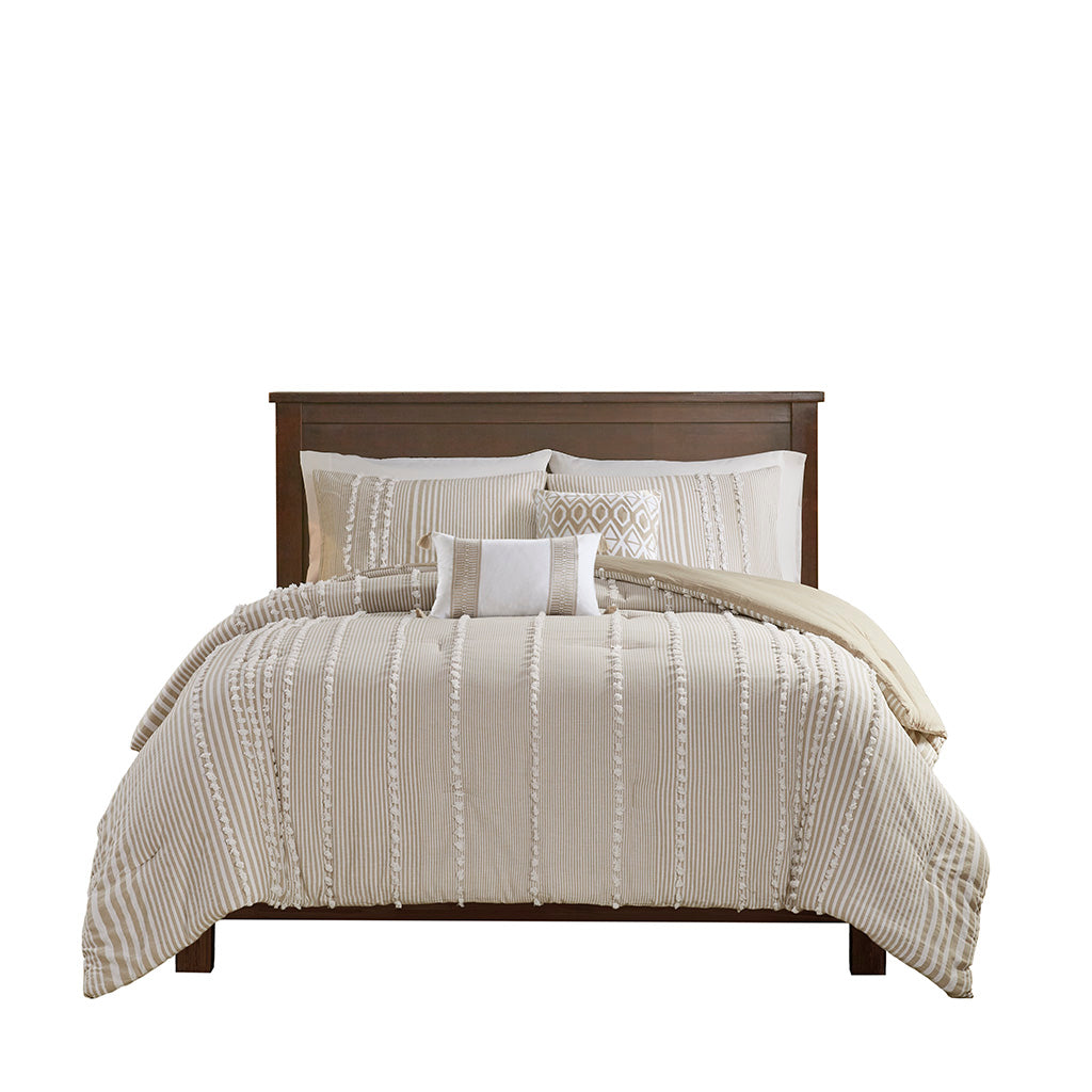 Taupe Cotton Comforter Set - Full/Queen Size
