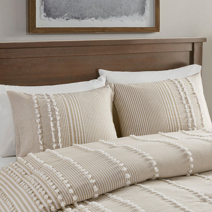 Taupe Cotton Comforter Set - Full/Queen Size