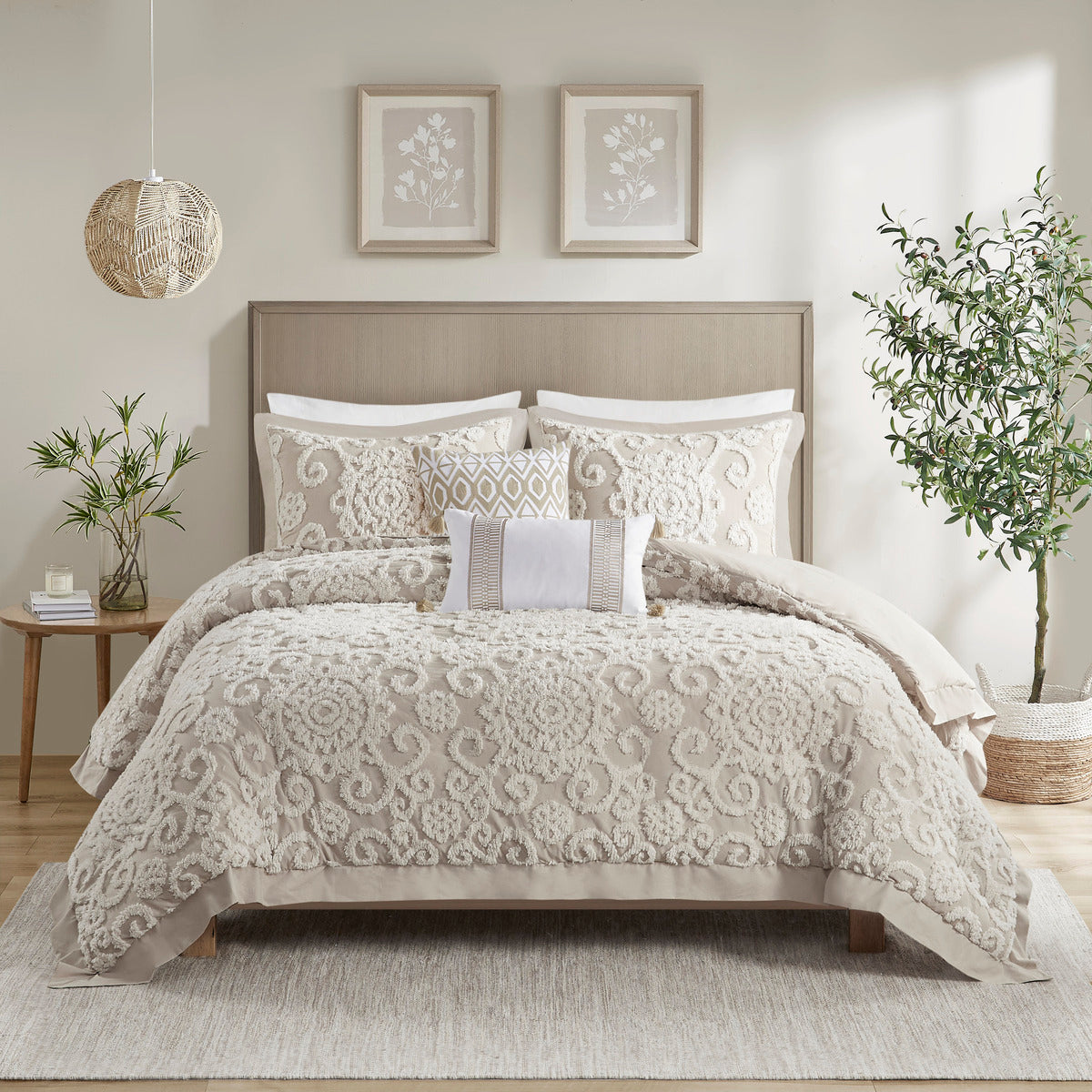 King Size Cotton Taupe Duvet Cover Set