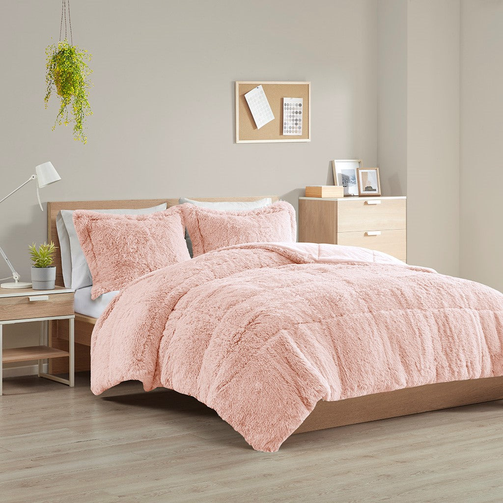 King/Cal King Shaggy Long Fur Comforter Mini Set