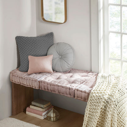Blush Polyester Chenille Floor Pillow Cushion 20x20"
