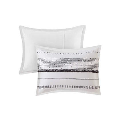 Queen Cotton Comforter Set White Black Boho Style