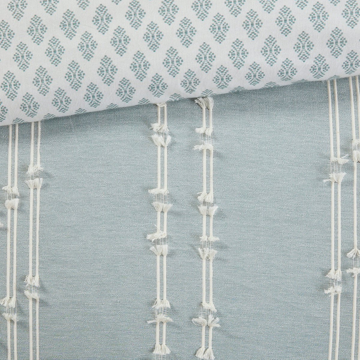 Aqua Cotton Jacquard Comforter Set - Queen Size Comfort