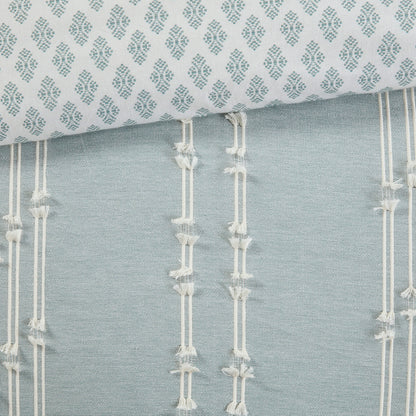 Aqua Cotton Jacquard Comforter Set - Queen Size Comfort
