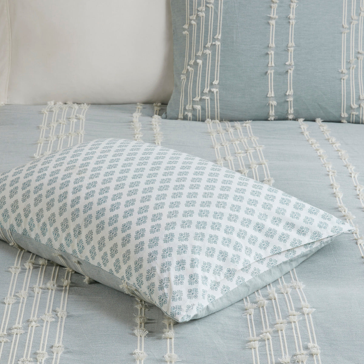Aqua Cotton Jacquard Comforter Set - Queen Size Comfort