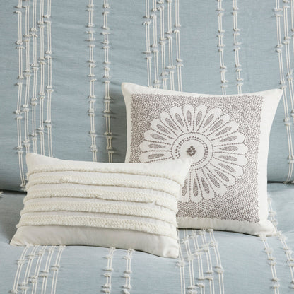 Aqua Cotton Jacquard Comforter Set - Queen Size Comfort