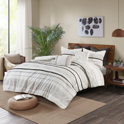 Full/Queen Cotton Printed Duvet Cover Set with Trims