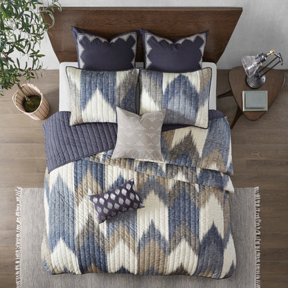 Navy Cotton King Quilt Set - Luxurious Comfort & Style