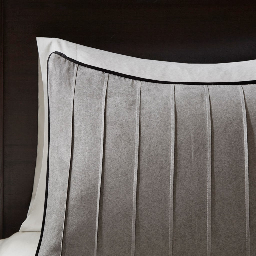 7 Piece Grey Queen Faux Suede Comforter Set - Ultimate Comfort